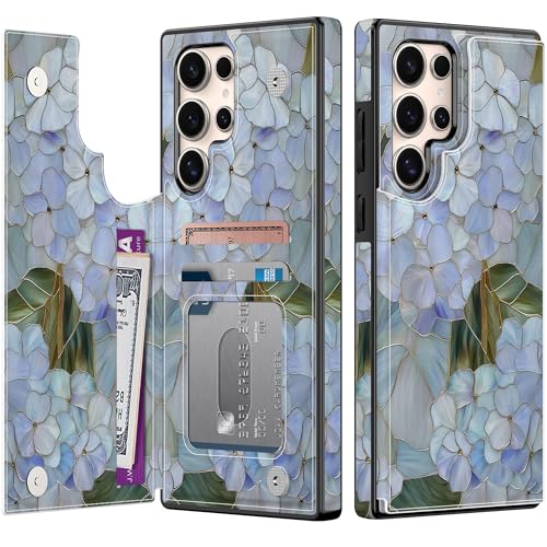 Coque antichoc Samsung S24 Ultra avec porte-cartes floral et protection RFID absolue
