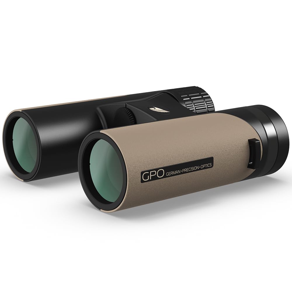 GPO German Precision Optics Binocolo B322 10x32 mm Sabbia, Nero 4260527410386