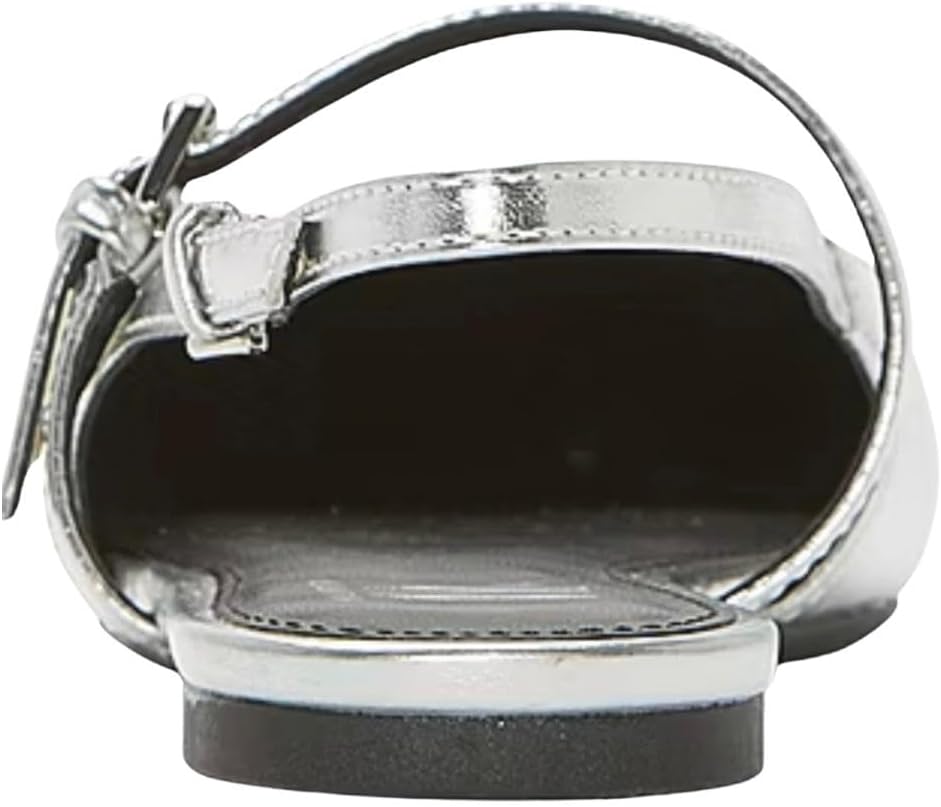 Women's Khloe Worthington pointed-toe silver-tone faux leather flat sandals/shoes -Size 8 open back with dual strap closures. - Image 2