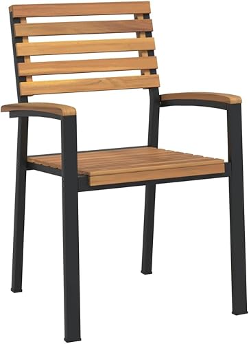 Miniatura 4 de Stackable Patio Chairs 8 pcs Solid Wood Acacia and Metal Dinning Room Lawn Sillas para Comedor Dining Table Chairs for Beach Living Room Courtyard