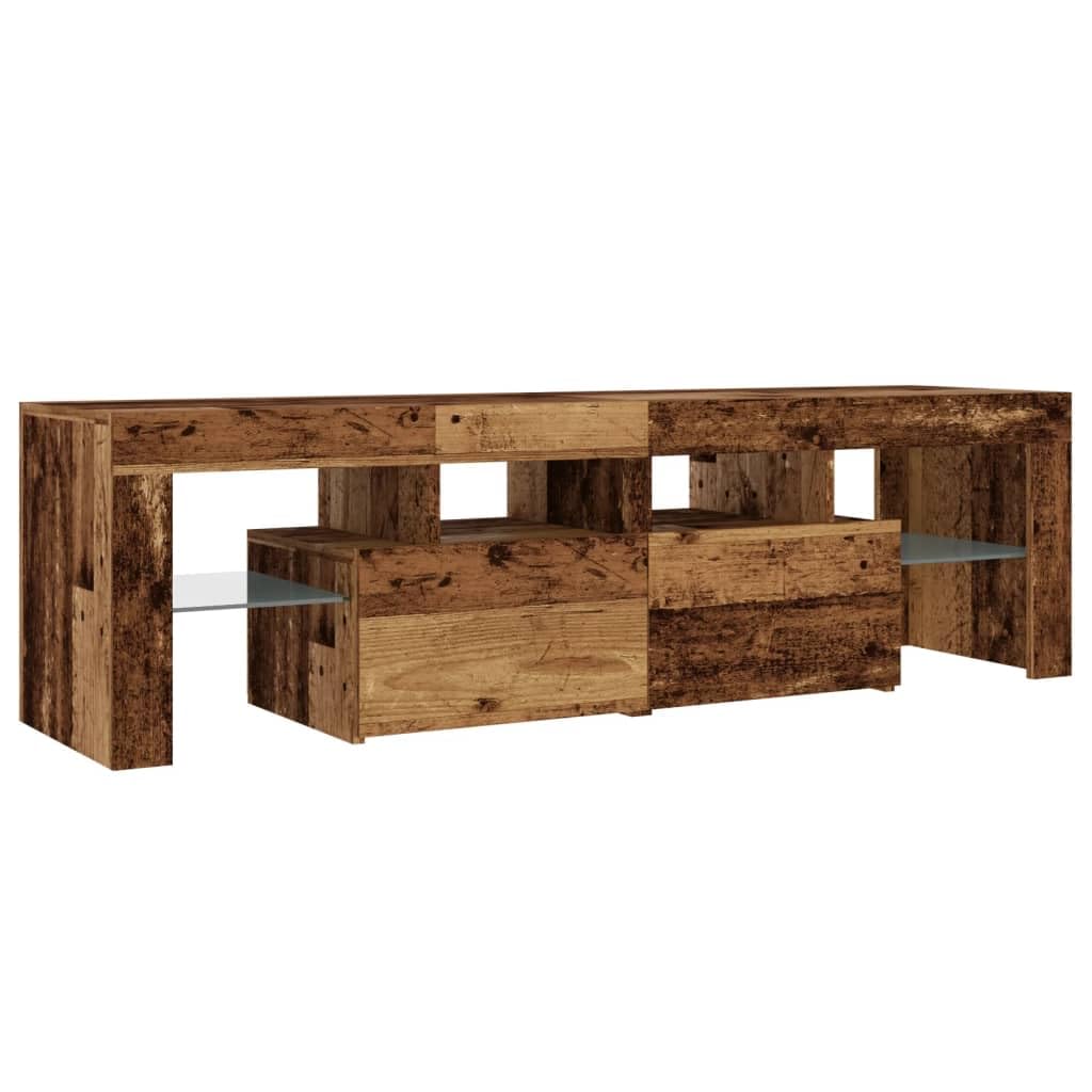 vidaXL Meuble TV avec lumières LED Vieux Bois Bois d'ingénierie