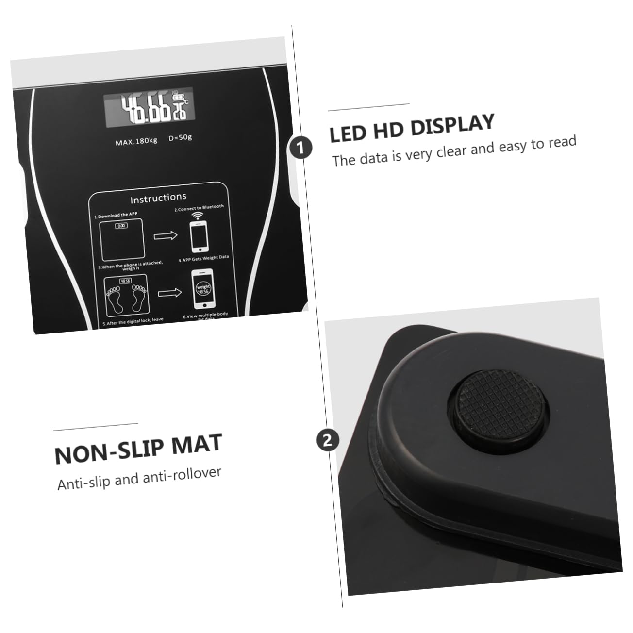 Báscula Inteligente USB Recargable de Precisión con Pantalla LED para Peso Corporal Electrónica de Salud y Exacta para Uso Doméstico