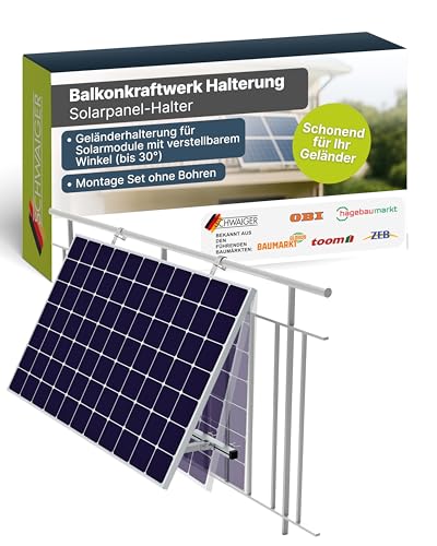 SCHWAIGER Balkonkraftwerk Halterung für Geländer I Geländer-Montage Set mit verstellbarem...