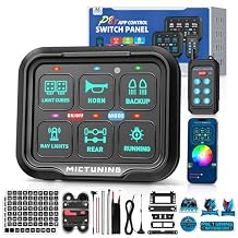 MICTUNING P8Y+ Ultra 6 Gang Switch Panel - Wireless App & 230FT Remote Control, IP67 Waterproof Auto Dimmable RGB Colors Circuit Box Toggle Switch Momentary Relay System for Truck RV Offroad Marine