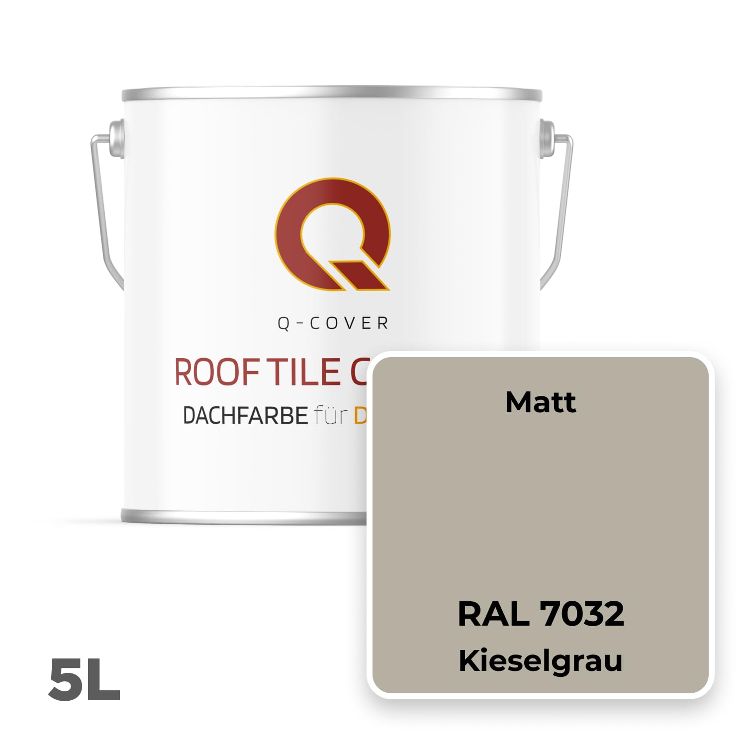 Dachfarbe Matt Kieselgrau RAL 7032 5L | wetterfest UV-beständig elastisch für Dachziegel Beton Zement Eternit Renovierung