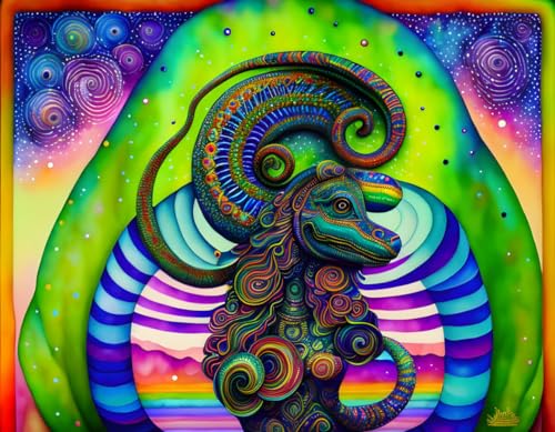 The Rainbow Serpent Diety poster pour salon moderne, toile SERENDIPITP 58x90cm