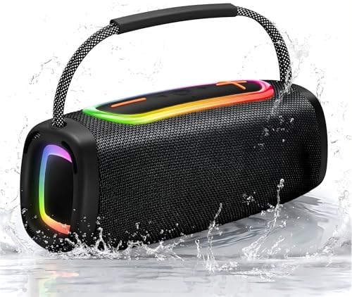 Image of Outdoor Bluetooth Speaker, 60W Peak Loud Sound, Deep Bass, IPX7 Waterproof, 24H Playtime with Lights, Portable Speaker for Work, Garage, Outdoor, Beach,Travel Hiking Camping