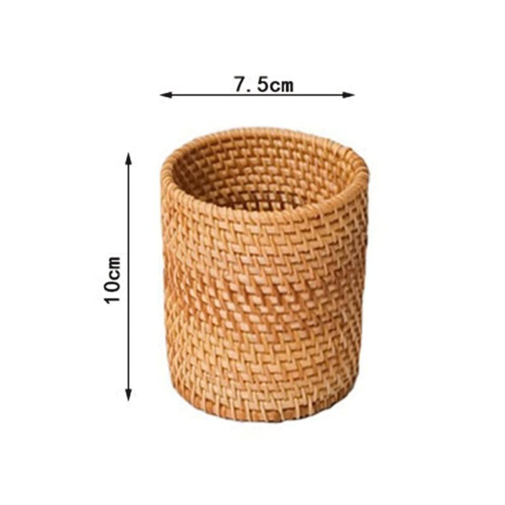 Portapenne fatto a mano in legno intrecciato a mano in vigna rattan contenitore di cancelleria scatola di immagazzinaggio organizer for ufficio, scuola, accessori da scrivania(1code)