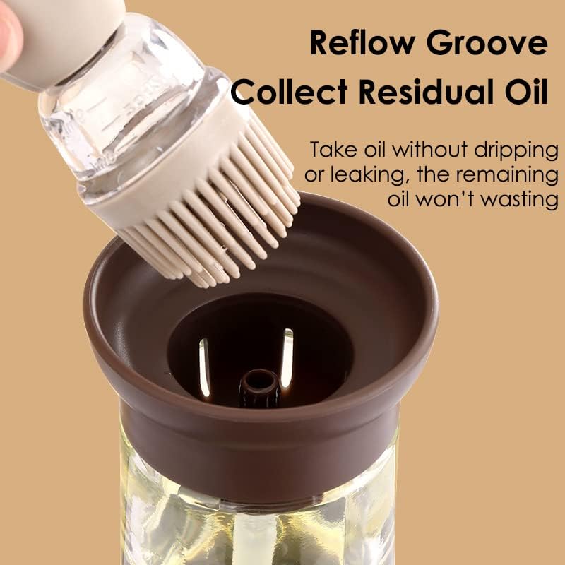 Miniatura 4 de TINMIX T-OB21 - Dispensador de aceite con cepillo, 2 unidades, 6.1 fl oz, botella dispensadora de aceite de oliva de vidrio con cepillo para untar,