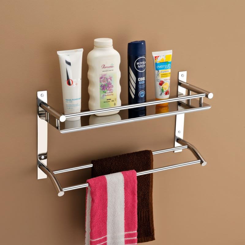 See full amazon price history chart for SILVER COIN Single Layer Shelf Rack with Towel Rod for Bathroom Multi Purpose Stainless Steel Wall Mount Bath Shelf Organizer, Ideal for Bathroom and Washbasin Area(Size 18X5X10 Inches) SILVER COIN Single Layer Shelf Rack with Towel Rod for Bathroom Multi Purpose Stainless Steel Wall Mount Bath Shelf Organizer, Ideal for Bathroom and Washbasin Area(Size 18X5X10 Inches) (B0B9SV9GBM) Amazon Price History, Amazon Price Tracker