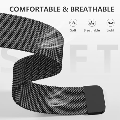 GEAK 18mm 20mm 22mm Metal Watch Band Compatible with Garmin Vivoactive 5 Watch Bands, Vivoactive 6/3/Venu 3S/2S, Quick Release Stainless Steel Milanese Loop Mesh Strap for Venu 3/Venu 2 Men Women by GEAK - Used condition - Image 3