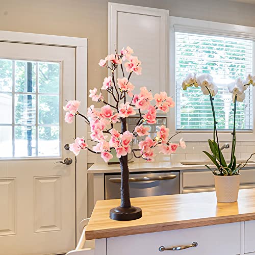 Kalynmart Pink Cherry Blossom Tree Light 24 Led Fairy Light Spirit Tree 8 Lighting Modes Battery/Usb Operated With Timer Artificial Tree Indoor Decor For Living Room Party Wedding Spring (Warm White) #TOP3