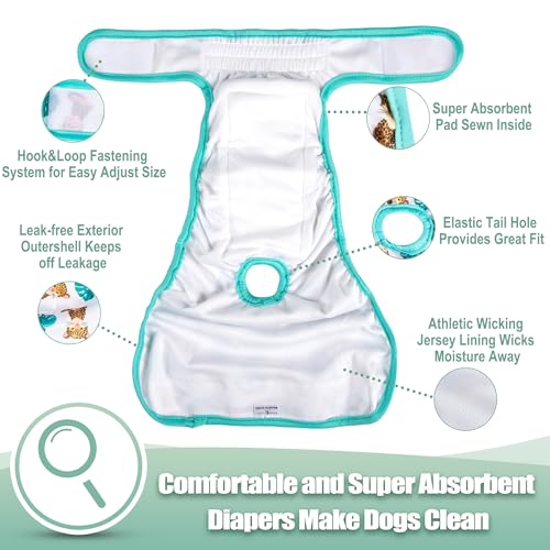 Image of wegreeco Washable Female Dog Diapers Highly Absorbent Reusable Diapers for Dog in Heat Period, 3 Pack (The King of Forest, X-Large)