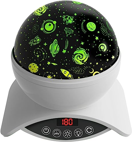 Aisuo Lighting Lamp, Star Projection with Auto Shut Off Timer, 7 Color Rotating Options by Remote, Rechargeable Lithium Battery & Dimmable Function, Ideal Gift for Kids, Children, Friends.