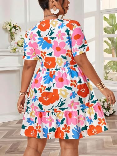 Image of Plus Size Summer Dresses for Women Casual Short Sleeves A Line Midi Dress