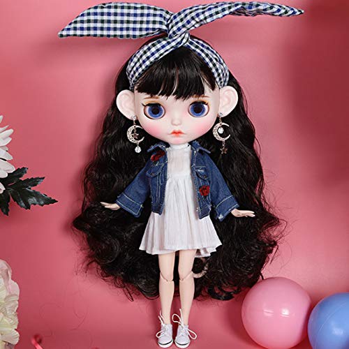 Mecotecn 1/6 BJD Doll ähnelt Blythe Doll, 19 Gelenke Ball Jointed Doll mit Make-up, Kleidung, 4 Farben Augäpfel, 9Paar Hände Cover