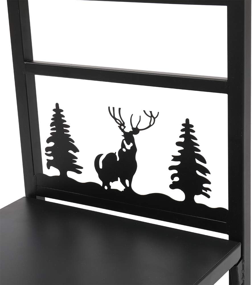SSLine Heavy Duty Metal Firewood Rack Log Holder with Cute Animal Decor Indoor Outdoor Fireplace Wood Storage Rack Patio Outside Deck Fire Wood Holder Organizer for Firepit Stove