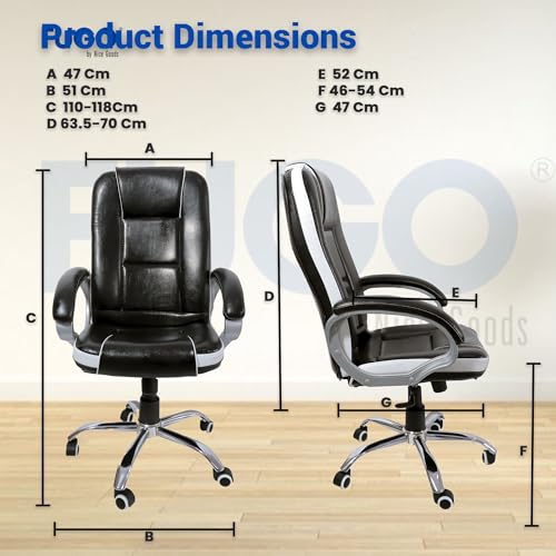 Image of FUGO by Nice Goods Ergonomic Executive High Back Office Chair, Home Desk Office Chair, Revolving Chair with Tilting Mechanism and Metal Base (Black)