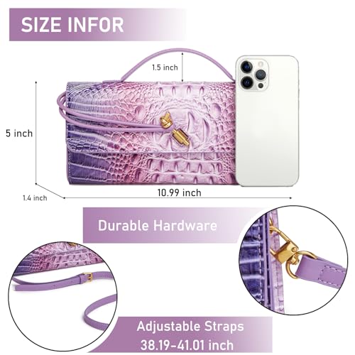 Trendy Women Crocodile Evening Clutch Purse Crossbody Shoulder Handbag Cute Vegan Leather Satchels4