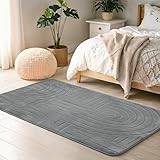 Puremy Teppich Läufer Flauschiger Kurzflor, Wohnzimmerteppich Einfarbiges Flur Modern Weich Teppiche für Bettvorleger Matte/Deko/Schlafzimmer/Kinderzimmer, Grau, 80x150 cm