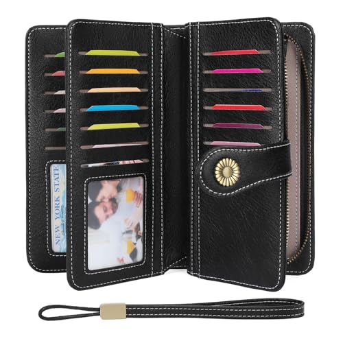 Image of FALAN MULE Wallets for Women Trifold Wristlet Wallets Large Capacity RFID Blocking Ladies Purse Credit Card Holder