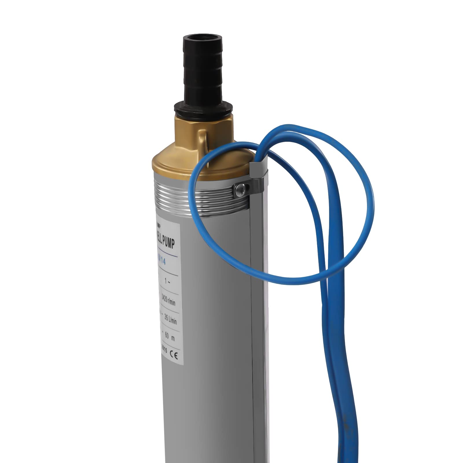 Bomba de agua, 110 V, 370 W, bomba de pozos profundos, acero inoxidable, caudal de 3,6 m³/h, cable de 10 m, bomba sumergible para pozos, riego de granjas