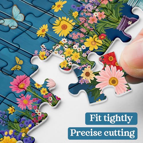 Wildflower Puzzles for Adults 1000 Pieces, Colorful Flower Garden Jigsaw Puzzles, Nature Butterfly Floral Vase Puzzle miniatura 3