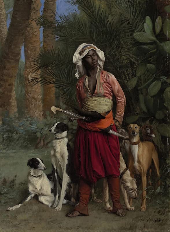 Tableaux Moderne Peinture sur Toile le maître nègre de la meute Jean Léon Décoration Murale 60x90cm