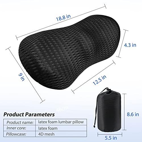 Memory Foam Lumbar Support Pillow For Office Chair, Car, Recliner, Couch, Bed; Back Support Cushion For Sleeping Driving, Lumbar Pillow For Sciatica Tailbone Pain Lower Back Pain Relief (Black) #TOP5