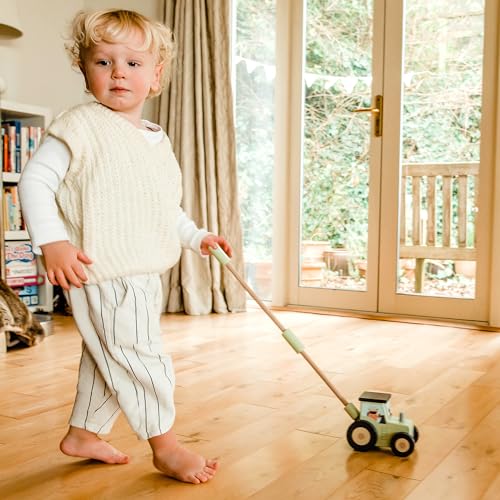 Tractor Toy Push Along Toy - Push and Pull Along Toys for 1 Year Olds, Toddler - Wooden Toys, Perfect 1st Birthday Gifts for Boy, Girl - Early Development & Activity Toys by Orange Tree Toys - Image 2
