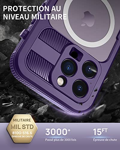Etui iPhone 14 Pro étanche antichoc etui protection intégrale imperméable violet - 3