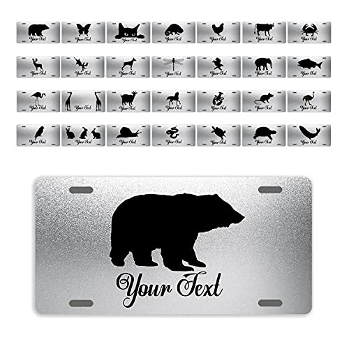 Artswow Personalized License Plate for Front Car Customize Your Own Text Novelty Tag Aluminum Decorative Auto Car Tag 12"x6" with 4 Holes, Animals Silver