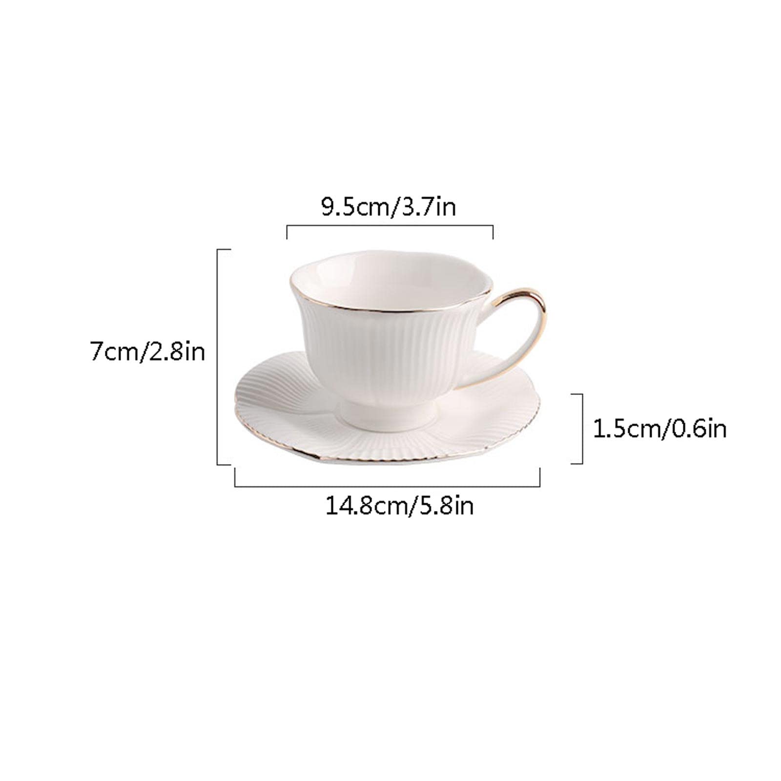 Kubek 200 ml Ceramiczny kubek do herbaty Mleko Filiżanka do kawy z filiżanką i spodkiem i złotą łyżeczką do kawy zestaw kubków do kawy (B)