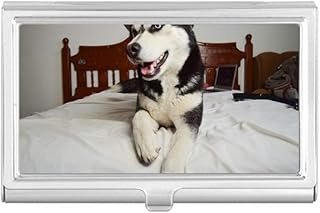 Dog Animal Room Husky Picture Business Card Holder Case Pocket Box Wallet