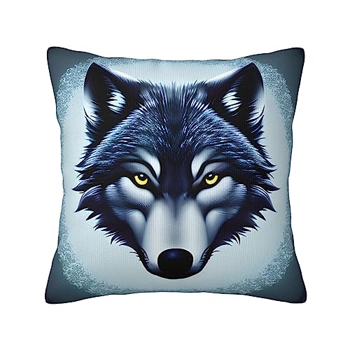 Housse de coussin tête de loup féroce 45,7 x 45,7 cm – Housse de coussin pour canapé de salon, convient pour la décoration de la maison
