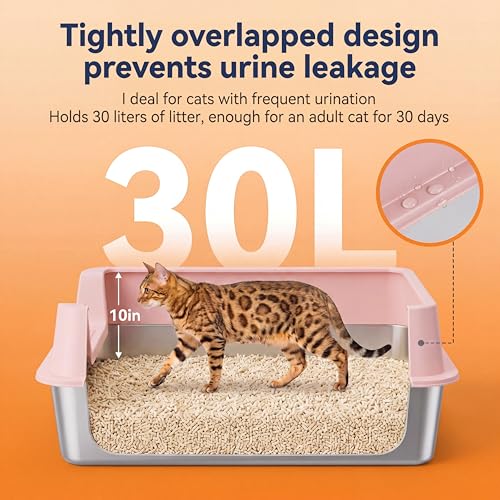 2 Pack XXL arenero gato acero inoxidable abierto rosa miniatura 4