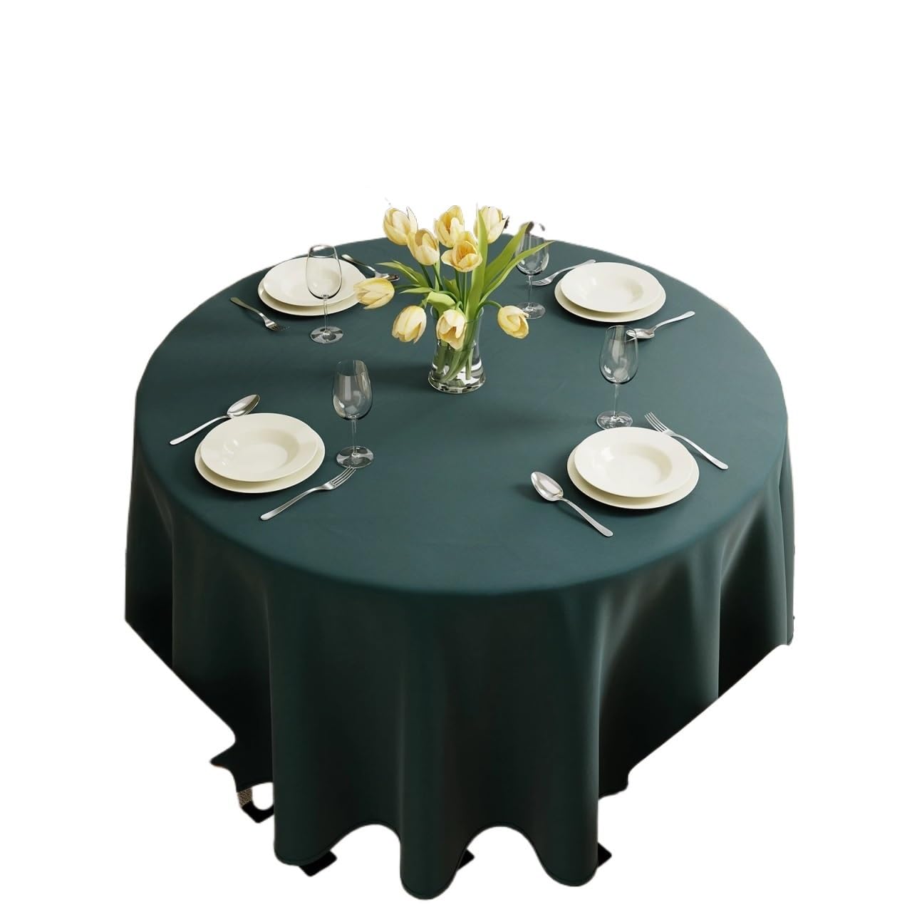 Nappe ronde en cuir vert de 153 cm pour table de salle à manger et cuisine