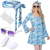 Janmercy 5 Pcs 70s Disco Outfit for Women Hippie Costumes Accessories 70s 80s Halloween Decades Party Cosplay(Large,Fashion)