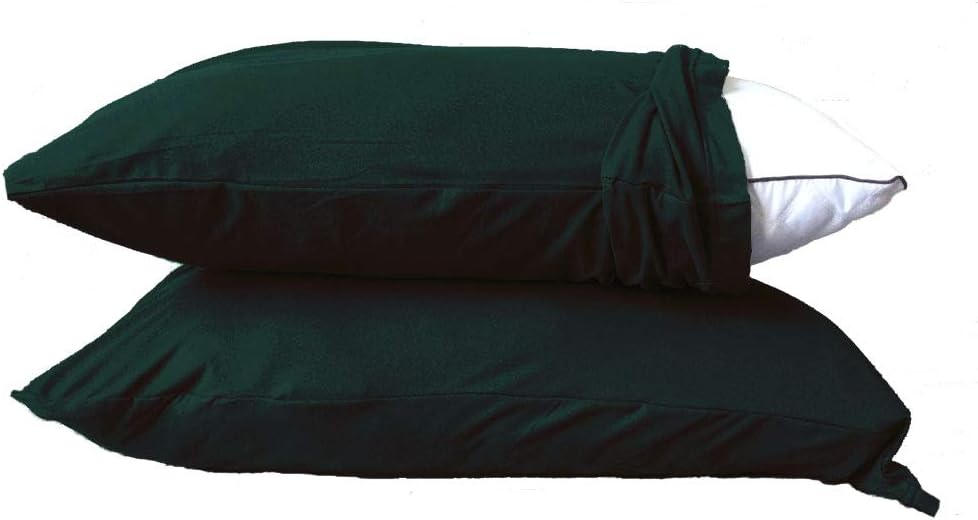 Exclusive! 2 Pack Universal Jersey Pillowcase, One Size Pillow Cases fit All Standard, Queen and King Size Pillows, Modal Rayon Spandex Knit Jersey 180 Gram Heavy Weight, Soft Than Cotton, Green …