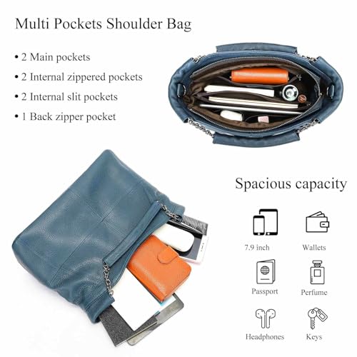 Image of Genuine Leather Women Handbags and Purses Designer Medium Tote Bag Fashion Shoulder Crossbody Satchel Hobo Bag