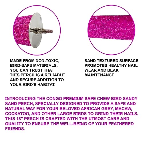 Image of Congo Premium 18 inch Safe Chew Bird Sandy Sand Perch for Grinding Nail for African, Macaw, Cockatoos and Other Large Birds
