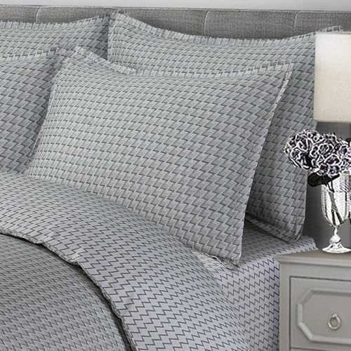 Majestic Giftware Madison Linen 8-Piece 48" Full Size Duvet Bedding Set (BL102-48F-2) | Cambridge - Gray 300 Thread Count Cotton Sateen | 2 Fitted Sheets, 2 Duvets, 4 Pillowcases |Soft & Luxurious