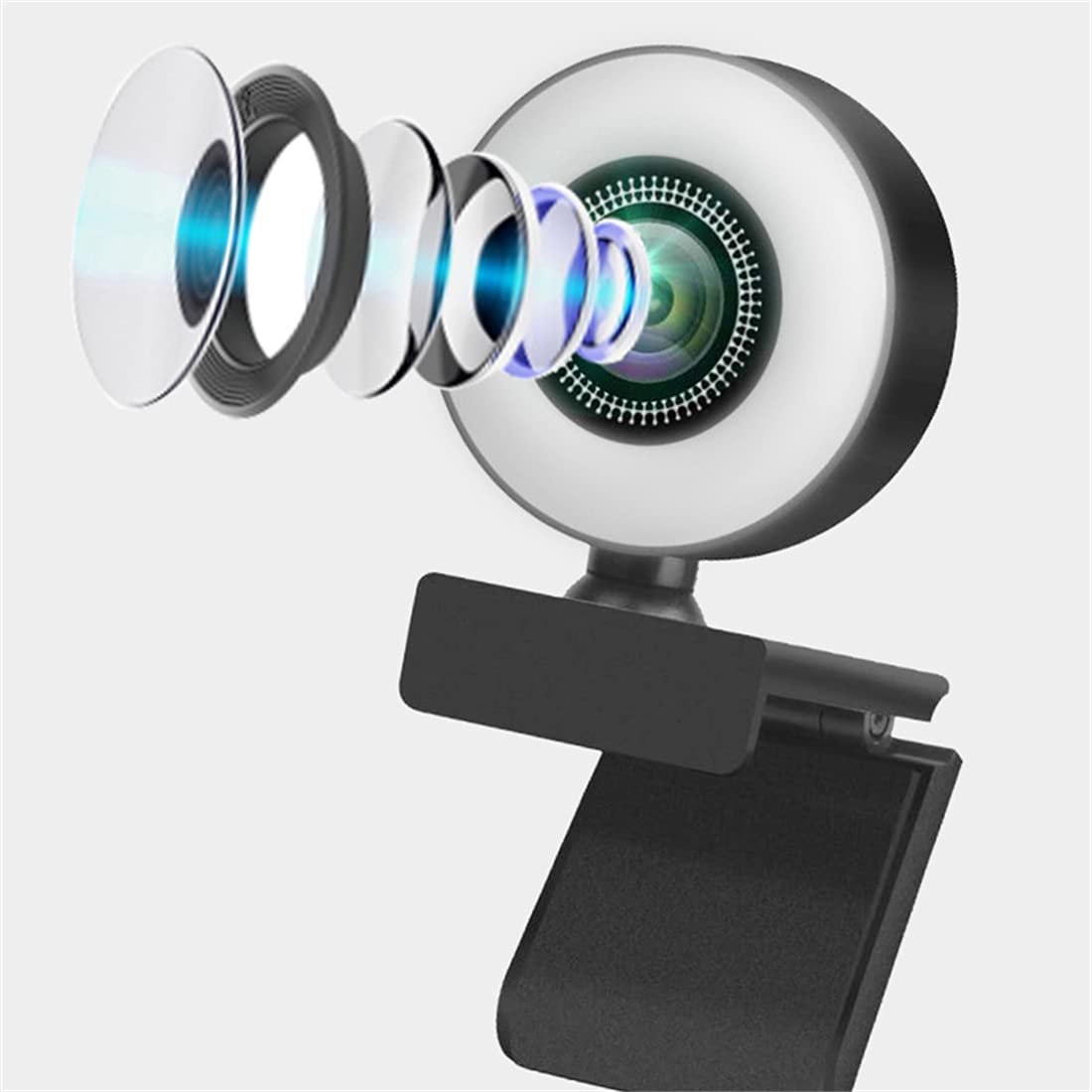 Smart Full HD kamera internetowa, 30FPS strumieniowa kamera internetowa z pierścieniem, z mikrofonem, do laptopa, pulpitu, konferencji, czat wideo,2K