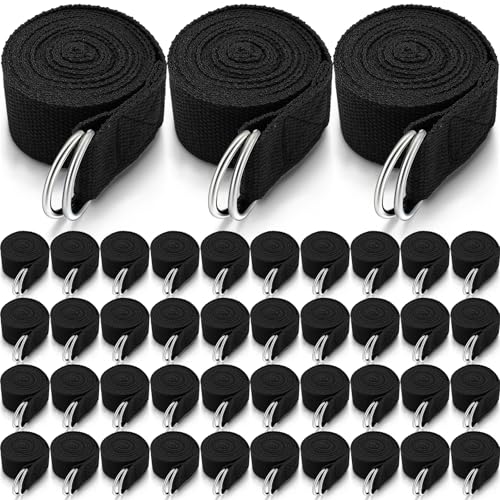 Leyndo 24 Pcs Yoga Strap Stretching Pilates Exercise Adjustable Straps 6 ft Non Elastic Yoga Belt...
