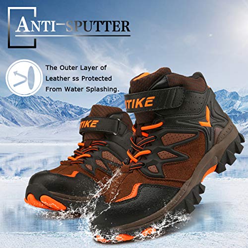 Boys Snow Boots Outdoor Adventure Kids Hiking Shoes Warm Kids Snow Boots Non Slip Boys Boots Metal Buckle Sole High Top Kids Hiking Boots Easy To Put On Kids Boys Winter Boots Mid Waterproof #TOP5