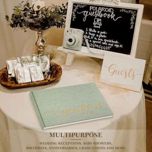 Image of Lanpn Wedding Guest Book 2026 - Linen Hardcover Guestbook Wedding Reception with 108 Blank Pages for Sign in and Photos - Guest Book for Wedding Bridal Shower Baby Shower Party (Sage Green)