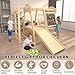 9-in-1 Indoor Jungle Gym, Montessori Indoor Playground for Toddlers,Wooden Climber Set with Swing, Slide, Monkey Bars, Climbing Neting, Upright Ladder, Climbing Ladder, Rings, Black Board, Dart Board