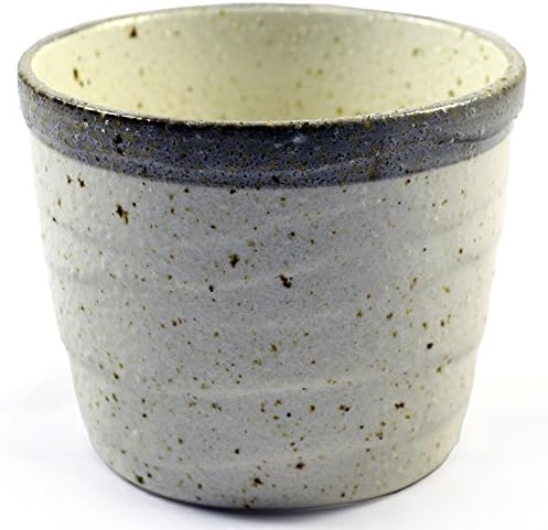 Zen Minded Japanese Ceramic Noodle Cup for Soba & Tsukemen Ramen in Beige Glazed Stoneware - 8.5cm