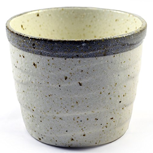 Zen Minded Japanese Ceramic Noodle Cup For Soba & Tsukemen Ramen In Beige Glazed Stoneware - 8.5Cm #TOP2