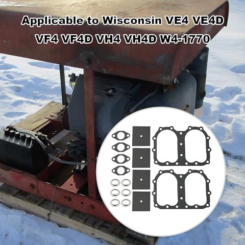 Image of UOIENRT W4-1770 HS1785 Head Manifold and Valve Cover Gasket Set Replacement for Wisconsin VE4 VE4D VF4 VF4D VH4 VH4D
